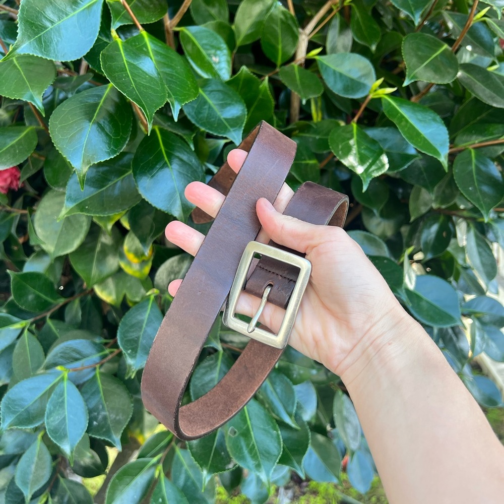 NET Brown Leather Belt with Silver Buckle